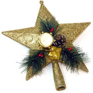Kunststof kerstboom ster piek goud lengte 21 cm - Kerstpieken - Voor bomen tussen de 120 en 180 cm