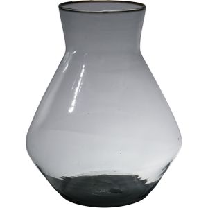 Hakbijl Glass Bloemenvaas Alexandra - transparant zwart - eco glas - D25 x H30 cm - smoke glas