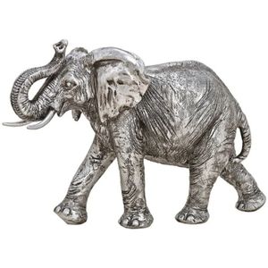 Dieren beeldje Indische olifant zilver 28 x 19 x 10 cm -  Olifanten beeldjes van keramiek