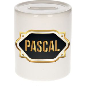 Pascal naam cadeau spaarpot met gouden embleem - kado verjaardag/ vaderdag/ pensioen/ geslaagd/ bedankt