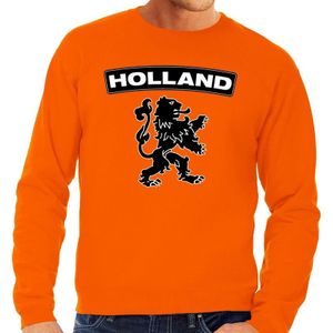 Oranje Holland zwarte leeuw sweater / trui heren - Oranje Koningsdag/ supporter kleding