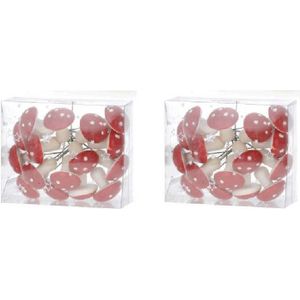 2x pakjes insteek paddenstoelen decoratie 4 cm - Herfststukjes maken - Herfstdecoratie - Paddenstoel prikkers