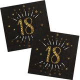 Verjaardag feest servetten leeftijd - 50x - 18 jaar - goud - 33 x 33 cm