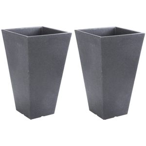 2x Antraciet grijze bloempotten 35 cm - Donker grijze plantenpotten 35 cm