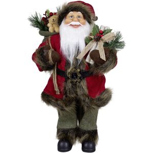 Kerstman decoratie pop - Hendrik - H45 cm - rood - staand - kerst beeld - kerst figuur