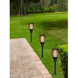 Set van 4x stuks solar tuinlampen/fakkels met vlameffect op zonne-energie 78 cm