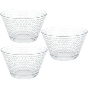 9x Salade/snack schaaltjes van glas 11 cm 330 ml - Saladekommetjes/schaaltjes - Snack/chipskommetjes/schaaltjes