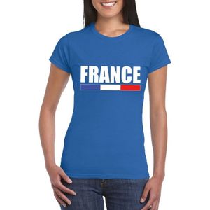 Blauw Frankrijk supporter t-shirt voor dames - Franse vlag shirts