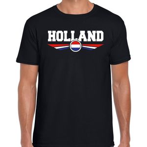 Oranje / Holland supporter t-shirt / shirt zwart met Nederlandse vlag voor heren - Nederlands elftal fan shirt / kleding / Holland supporter