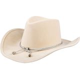 Boland Carnaval verkleed Cowboy hoed Django - creme wit - voor volwassenen - Western/explorer thema