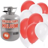 Helium tank met rood en witte ballonnen - Valentijn - Heliumgas met ballonnen voor valentijn