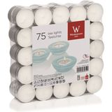 150x Witte theelichtjes/waxinelichtjes 4 branduren - Geurloze kaarsen