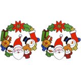 3x stuks kerst raamstickers kerstkrans met kerstman plaatjes 30 cm - Raamdecoratie kerst - Kinder kerststickers