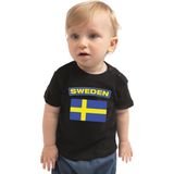 Sweden baby shirt met vlag zwart jongens en meisjes - Kraamcadeau - Babykleding - Zweden landen t-shirt