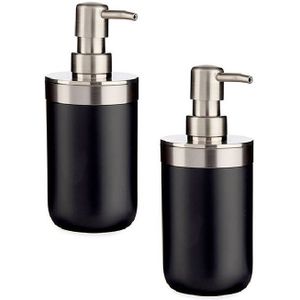 3x stuks zeeppompje/dispenser roestvrij metaal zwart/zilver 350 ml - Badkamer en keuken artikelen - Formaat 9 x 8 x 17 cm