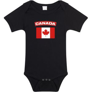 Canada baby rompertje met vlag zwart jongens en meisjes - Kraamcadeau - Babykleding - Canada landen romper