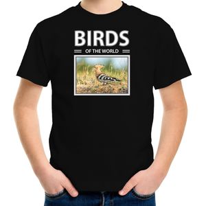 Dieren foto t-shirt Hop vogel - zwart - kinderen - birds of the world - cadeau shirt Hop vogels liefhebber - kinderkleding / kleding