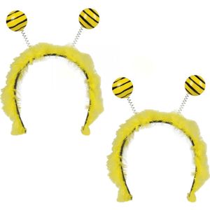 4x stuks bijen diadeem/haarband geel met zwart - Voelsprieten - Dieren pakken verkleed outfit accessoires