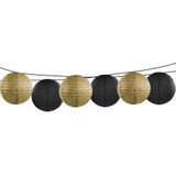 Feest/Tuin versiering 6x stuks luxe bol-vorm lampionnen zwart en goud dia 35 cm