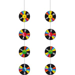 Feestartikelen en versieringen - seventies/eighties hangende slingers - disco thema - 2x stuks - 1 meter