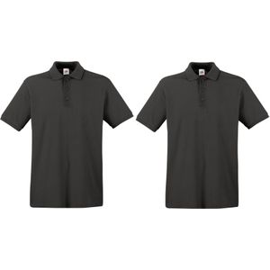 2-Pack maat L donkergrijs polo shirt premium van katoen voor heren - Polo t-shirts voor heren