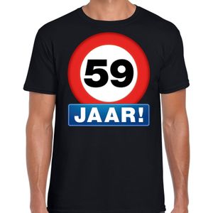 Stopbord 59 jaar verjaardag t-shirt - zwart - heren - 59e verjaardag - Happy Birthday shirts / kleding