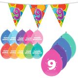 Haza Leeftijd verjaardag thema pakket 9 jaar - ballonnen/vlaggetjes