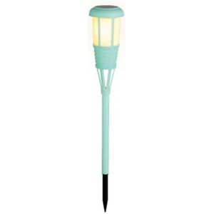 Solar tuinfakkel/tuinlamp turquoise op zonne-energie 61 cm - Prikspots tuinverlichting