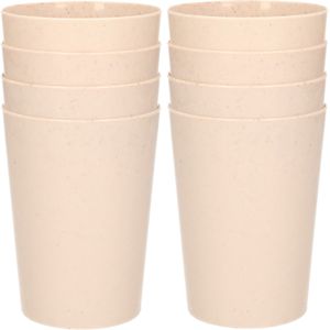 8x drinkbekers van afbreekbaar bio-plastic 290 ml in het eco-beige - Limonade bekers - Campingservies/picknickservies