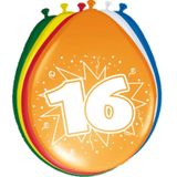Folat Party 16e jaar verjaardag feestartikelen versiering - 16x ballonnen/2x slingers van 6 meter