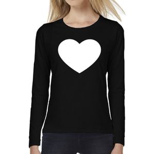 Hart tekst t-shirt long sleeve zwart voor dames - Harten shirt met lange mouwen