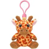 Set van 4x stuks pluche mini knuffel giraf sleutelhanger 9 cm - Dieren knuffel cadeaus artikelen voor kinderen