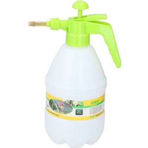 Kinzo Plantenspuit met hoge druk sproeier/sproeikop - kunststof - 2 liter - wit/groen - Waterverstuiver
