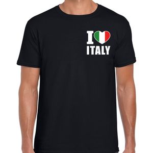 I love Italy t-shirt zwart op borst voor heren - Italie landen shirt - supporter kleding