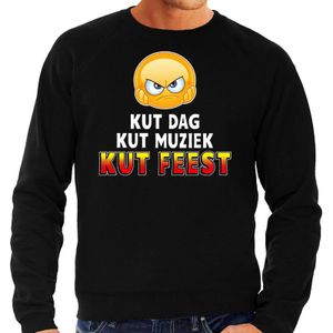 Funny emoticon sweater Kut dag kut muziek kut feest zwart voor heren - Fun / cadeau trui