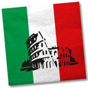 20x Italie landen vlag thema servetten 33 x 33 cm - Papieren wegwerp servetjes - Italiaanse vlag/Colosseum feestartikelen - Landen decoratie
