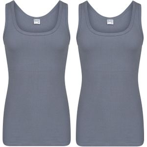 Set van 2x stuks Beeren heren hemd/singlet donker grijs 100% katoen - Heren ondergoed hemden, maat: XL