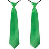 2x stuks limegroene carnaval verkleed stropdas 40 cm verkleedaccessoire voor dames/heren