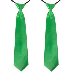 2x stuks limegroene carnaval verkleed stropdas 40 cm verkleedaccessoire voor dames/heren