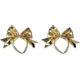 2x stuks gouden diadeem met mega strik - Carnaval verkleed haarband - Eighties disco thema