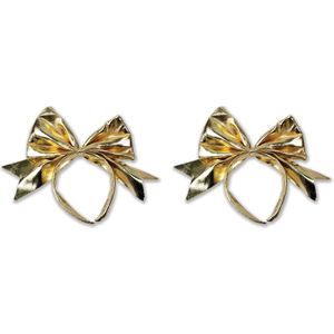 2x stuks gouden diadeem met mega strik - Carnaval verkleed haarband - Eighties disco thema