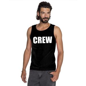 Crew tekst singlet shirt/ tanktop zwart heren