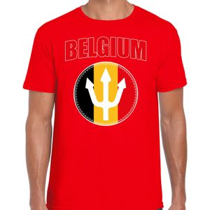 Rood t-shirt Belgium / Belgie met drietand EK/ WK voor heren - Belgie supporter - EK/ WK shirt / outfit