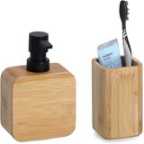 Zeller badkamer accessoires set 2-delig - bamboe hout - luxe kwaliteit