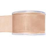 2x Hobby/decoratie koraal roze organza sierlinten 4 cm/40 mm x 20 meter - Cadeaulint organzalint/ribbon - Striklint linten roze