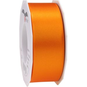 1x Luxe, brede Hobby/decoratie oranje satijnen sierlinten 4 cm/40 mm x 25 meter- Luxe kwaliteit - Cadeaulint satijnlint/ribbon