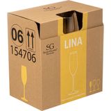 Secret de Gourmet Champagneglazen set Lina - doosje 6x stuks - chique glas - 21 CL