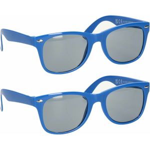 Hippe feest zonnebril met blauw montuur - 2x stuks - kunststof voor volwassenen
