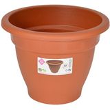 Hega Hogar Plantenpot/bloempot - Set van 2x stuks - D22 cm - terra cotta kleur - rond - kunststof