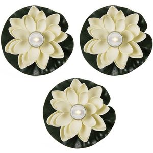 Set van 5x stuks witte decoratie waterlelies met LED-licht 13 cm - kunstbloemen en vijverplanten